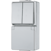 SCHUKO® socket 16 A / 250 V ~with 2-gang switch 10 AX / 250 V ~, 675 W