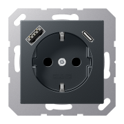 SCHUKO® socket with USB charger, A 1520-15 CA ANM