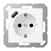 SCHUKO® socket with USB charger, A 1520-18 A WWM