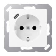 SCHUKO® socket with USB charger, A 1520-18 C WWM