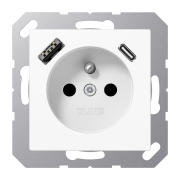 Розетка, франко-бельгийской системы, c USB зарядным устройством, A 1520 F-15 CA WW