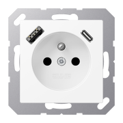 Розетка, франко-бельгийской системы, c USB зарядным устройством, A 1520F-15 CA WWM