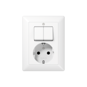 SCHUKO® socket 16 A / 250 V ~with 2-gang switch 10 AX / 250 V ~, AS 5575 EU WW
